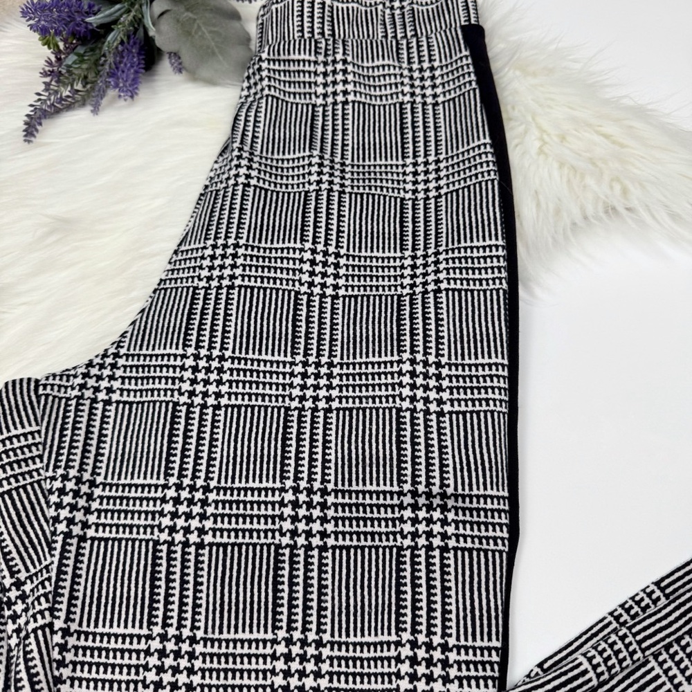 Belita Collection Women's Side Striped Plaid Skinny Pants Black & White Size S - Picture 5 of 10